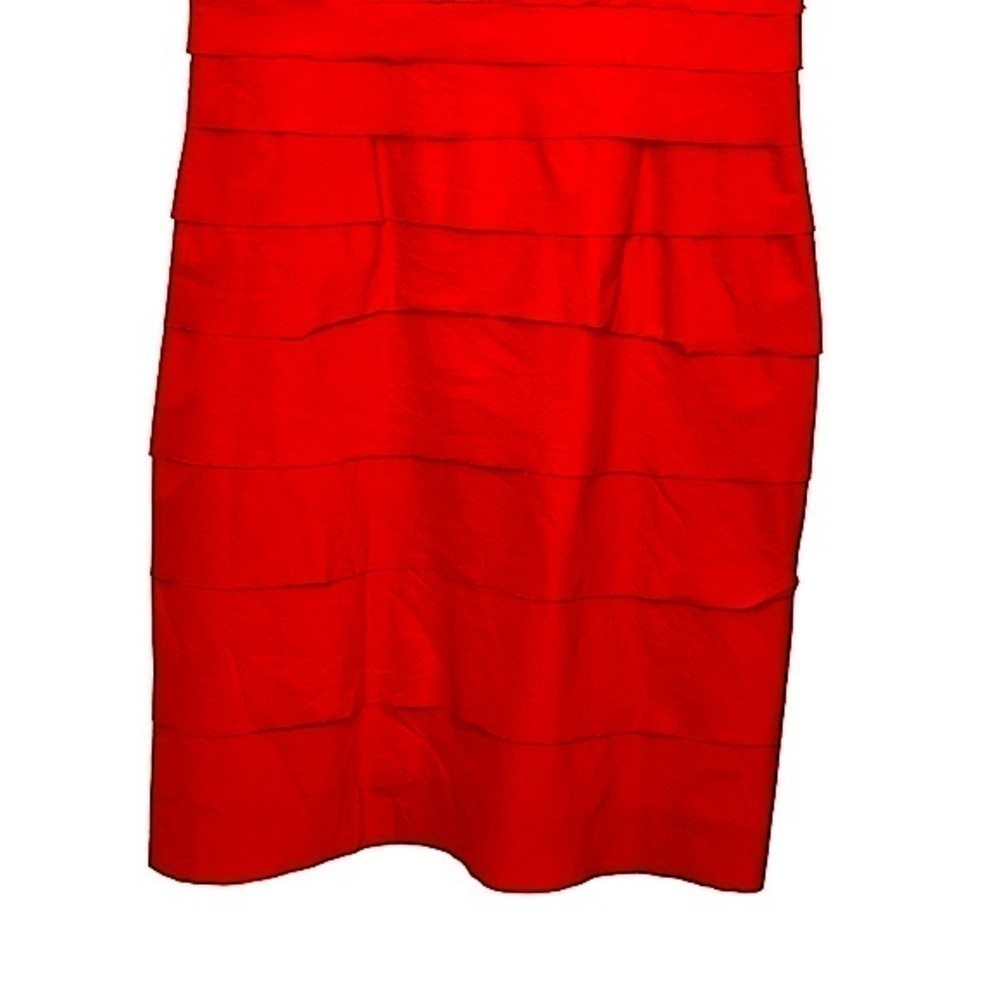 BCBGMaxAzria Sleeveless Scoop Neck Pleated Bodycon Persimmon Sawyer Dress Sz 4 - Picture 11 of 12